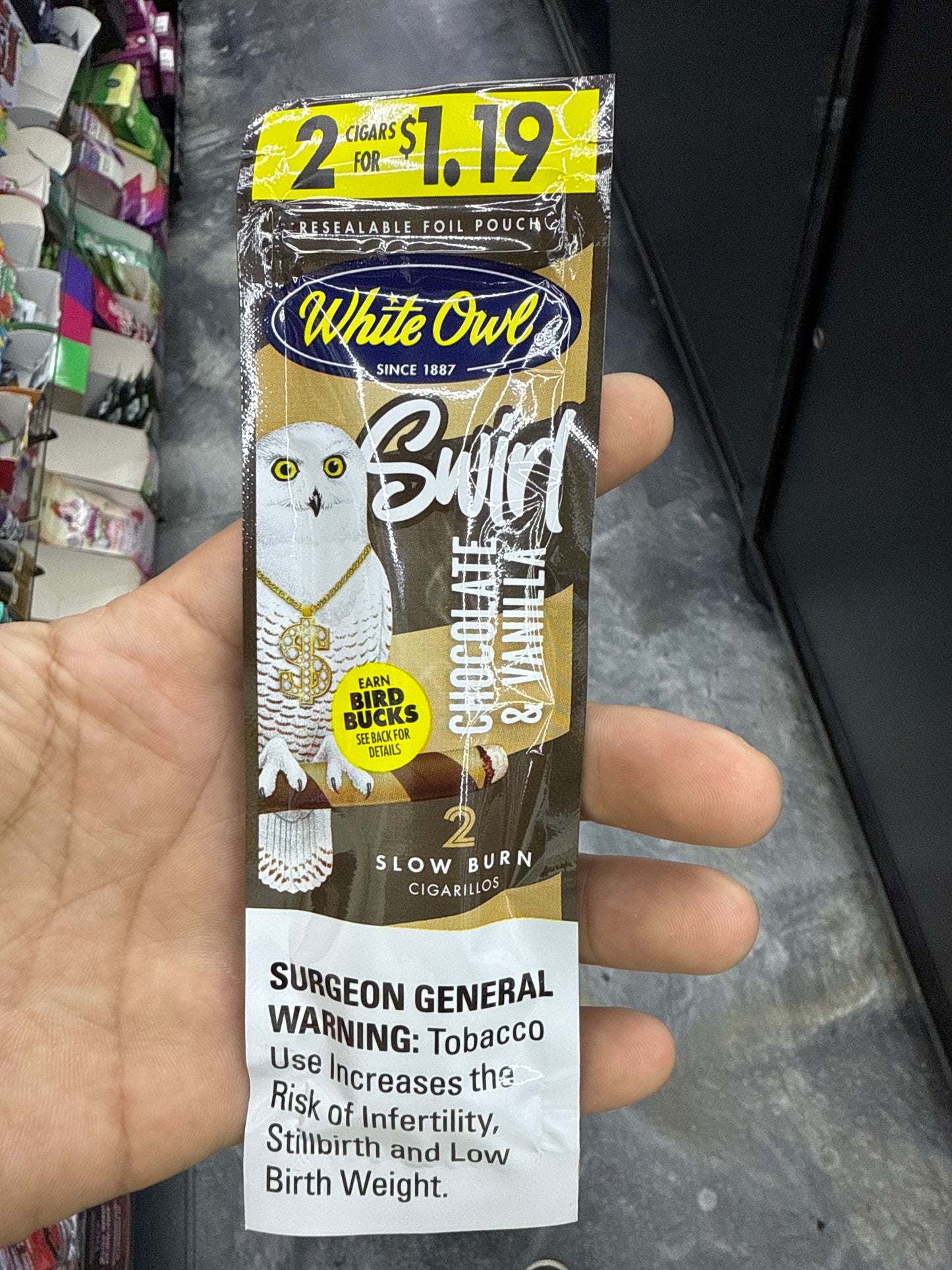 White owl chocolate, and vanilla