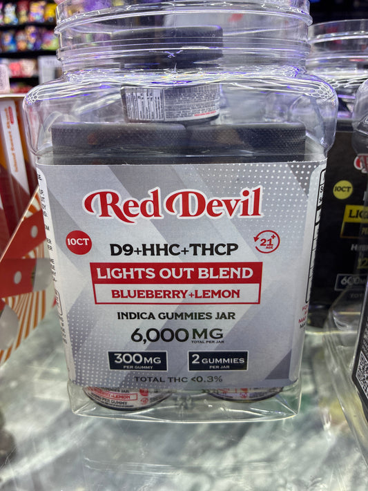 Red devil d9+hhc+thcp lights out blend blueberry + lemon 300mg 2ct