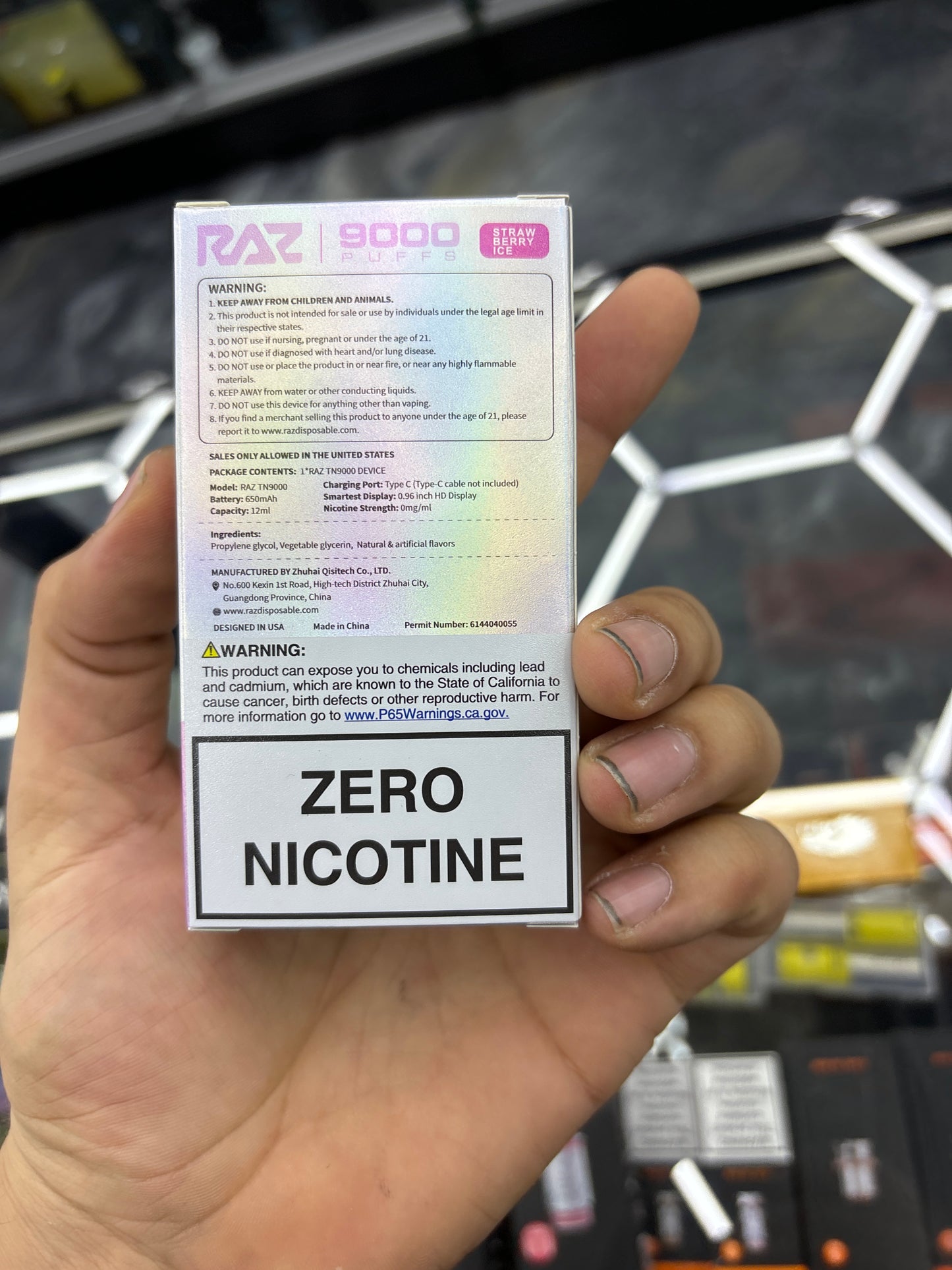 Raz 9000puffs strawberry ice zero nicotine