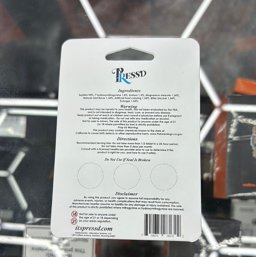 Pressed 7 hydroxymitragynine