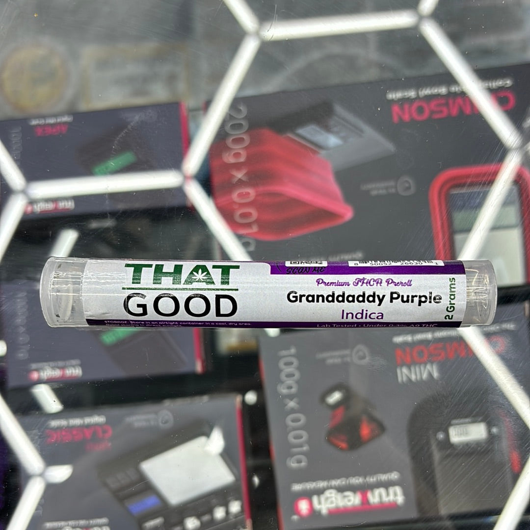 That good granddaddy purple Indica thca pre-roll