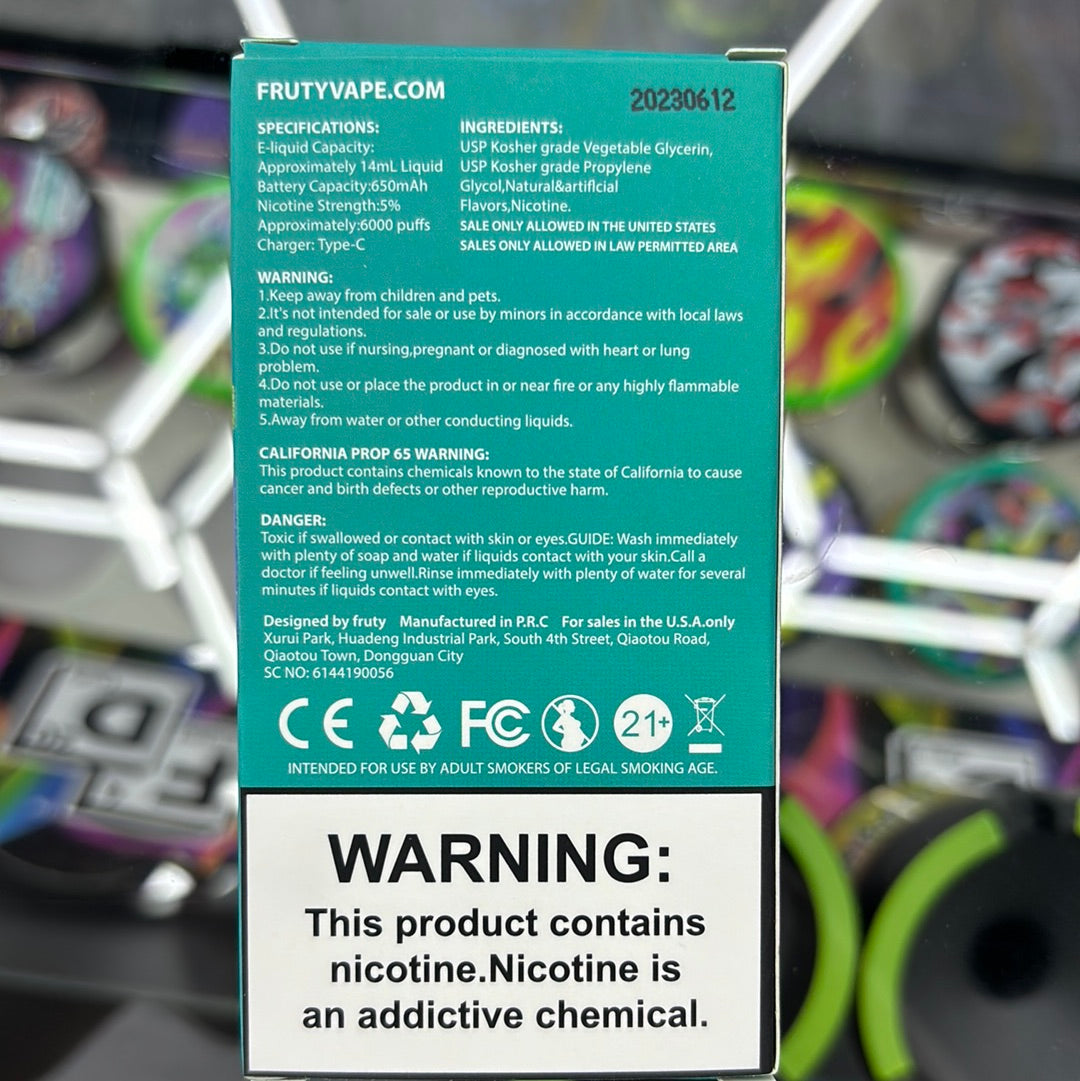 Fruity bar, 6000 puffs blueberry mint