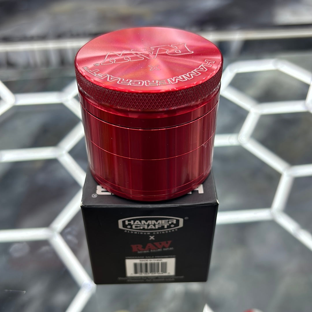 Raw X hammer craft, 2 inch diameter, 4 piece grinder red ￼