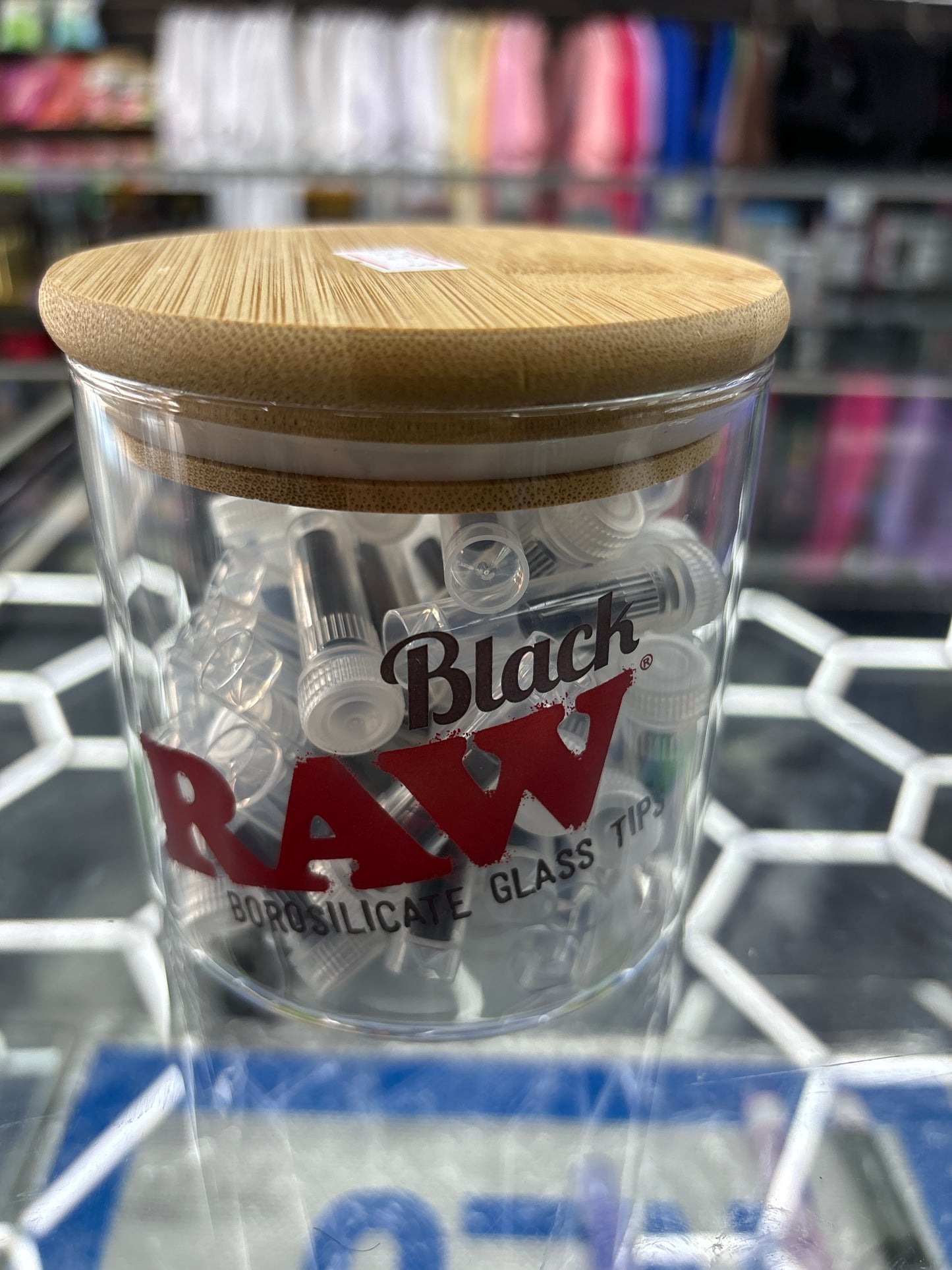 Raw black glass tips