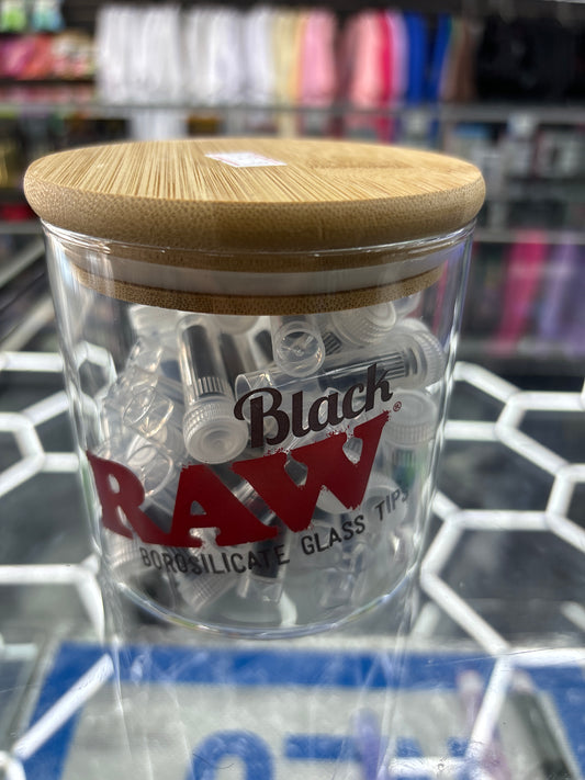 Raw black glass tips