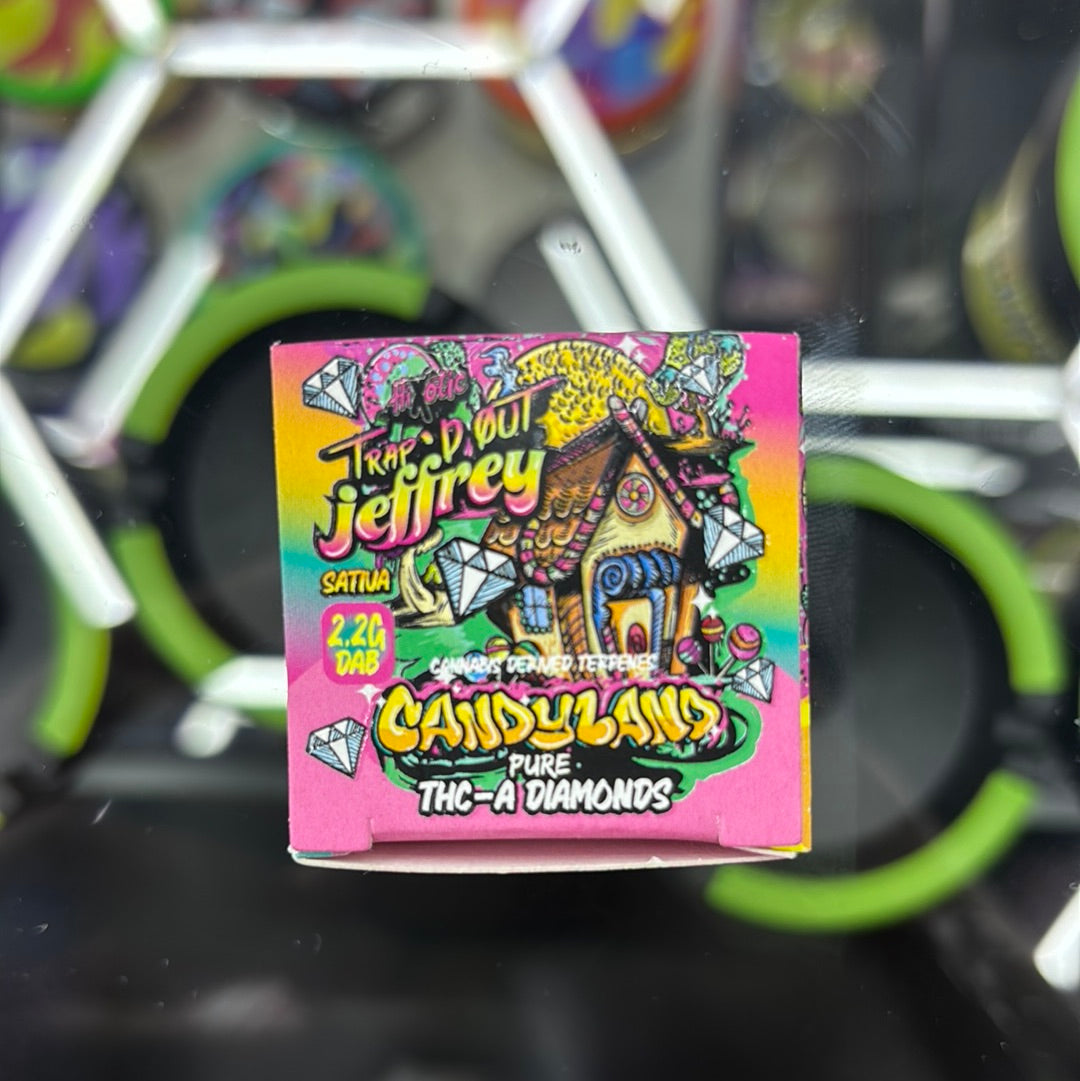 Trap’d out Jeffery candyland THC, a diamonds 2.2 G dabs sativa ￼