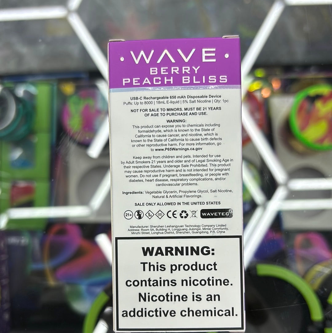 Wave berry peach bliss, 8000 puffs