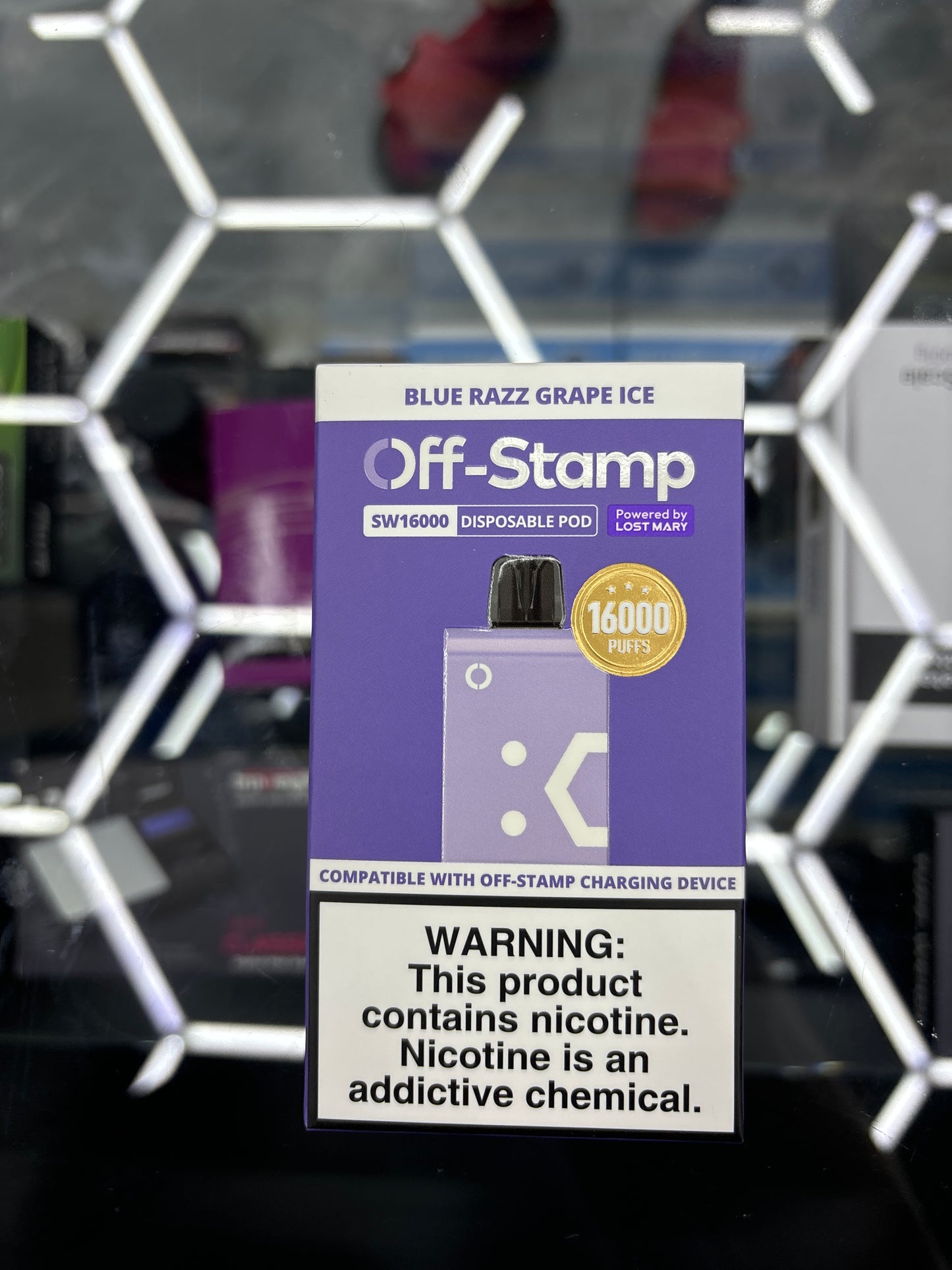 Off stamp pod blue razz grape ice