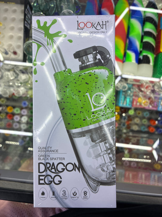 Lookah dragon egg, green black splatter