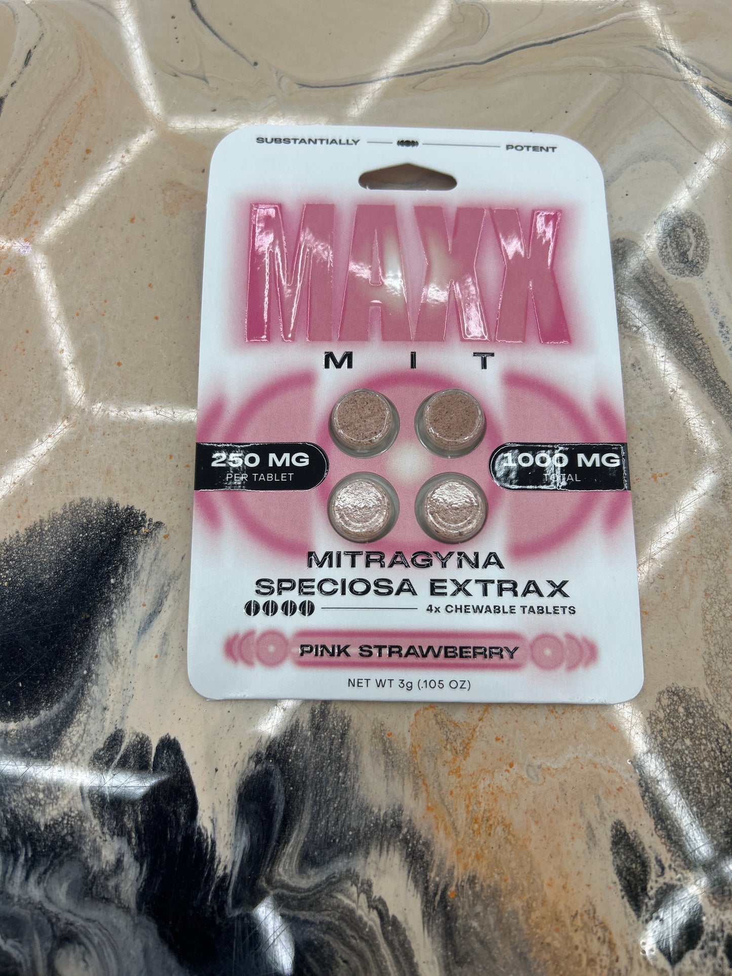 MAXX mit kratom extract tablets pink strawberry 250mg 4ct