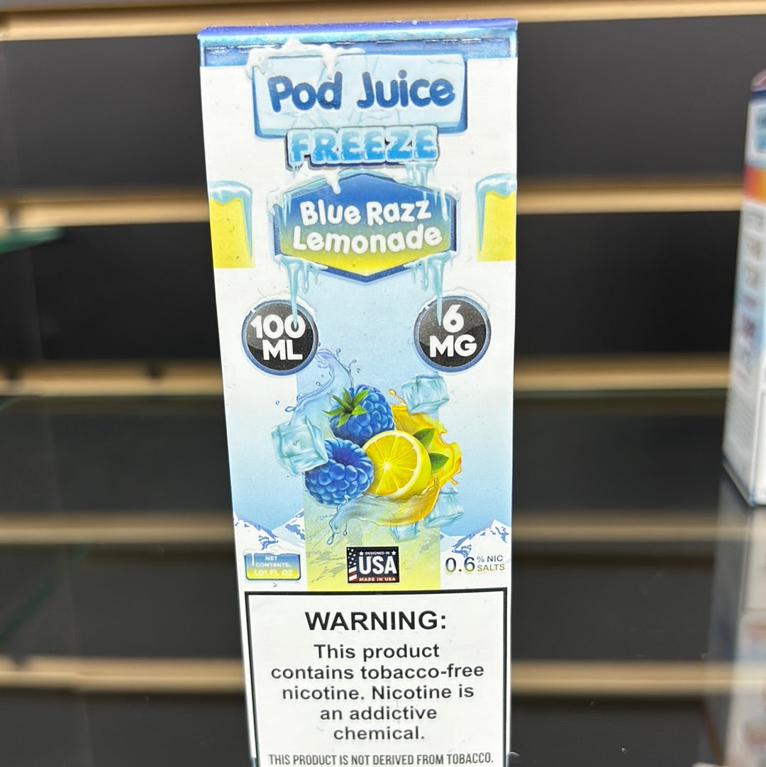 POD juice freeze blue, razz, lemonade 6MG