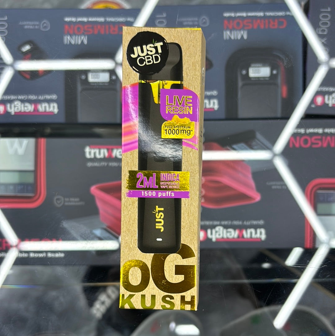 Just CBD two ML 1500 puffs live resin Indica OG Kush