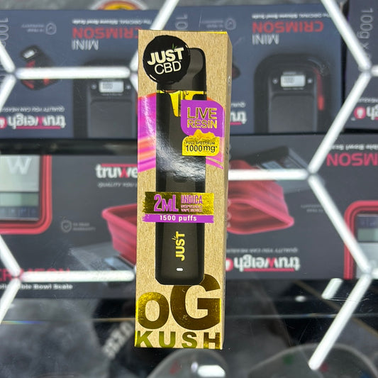Just CBD two ML 1500 puffs live resin Indica OG Kush