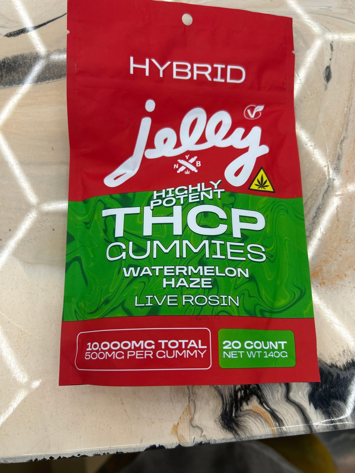 NYB jelly THCP gummies live rosin 10,000mg total 500per gummy watermelon haze hybrid