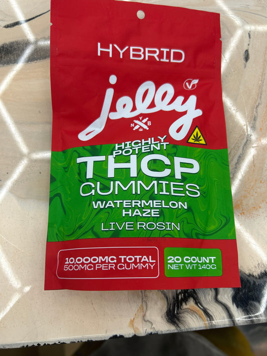 NYB jelly THCP gummies live rosin 10,000mg total 500per gummy watermelon haze hybrid