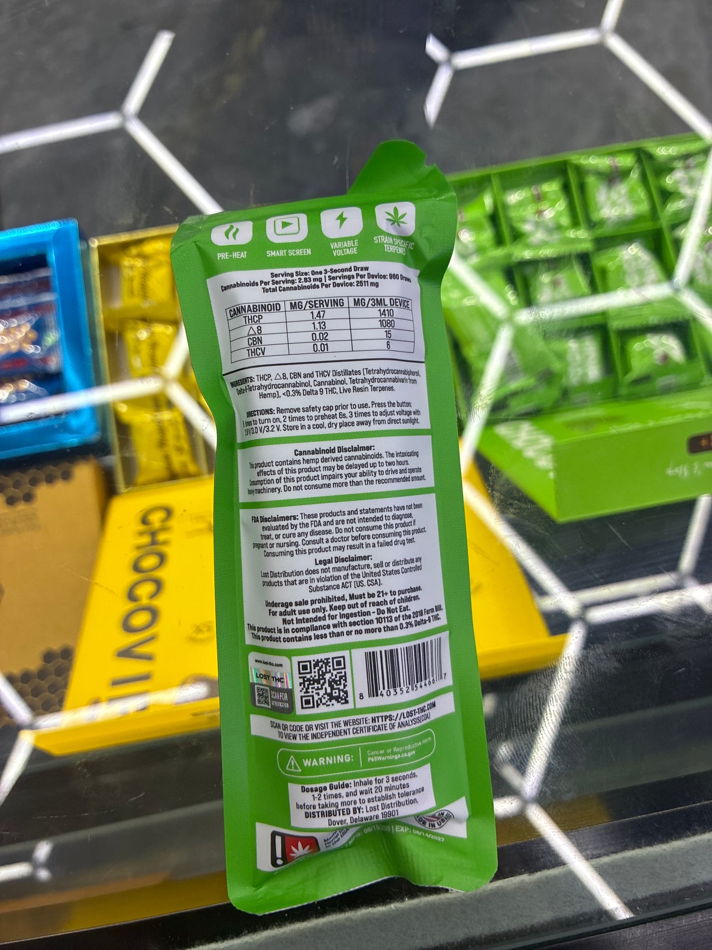 Lost thc live resin 3g disposable pink green crack hybrid