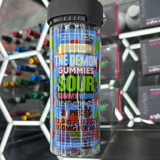 The demon gummy, sour gummy worm 5000 MG per jar