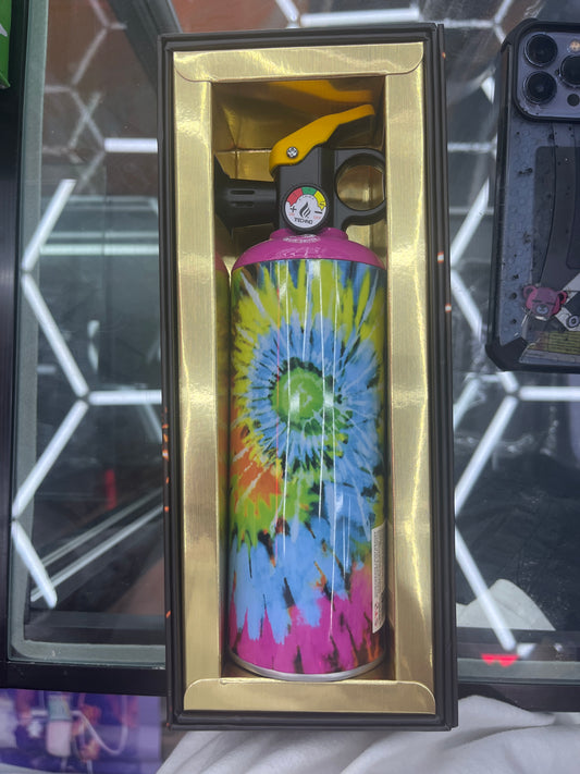 Techno extinguisher, torch, tye dye design