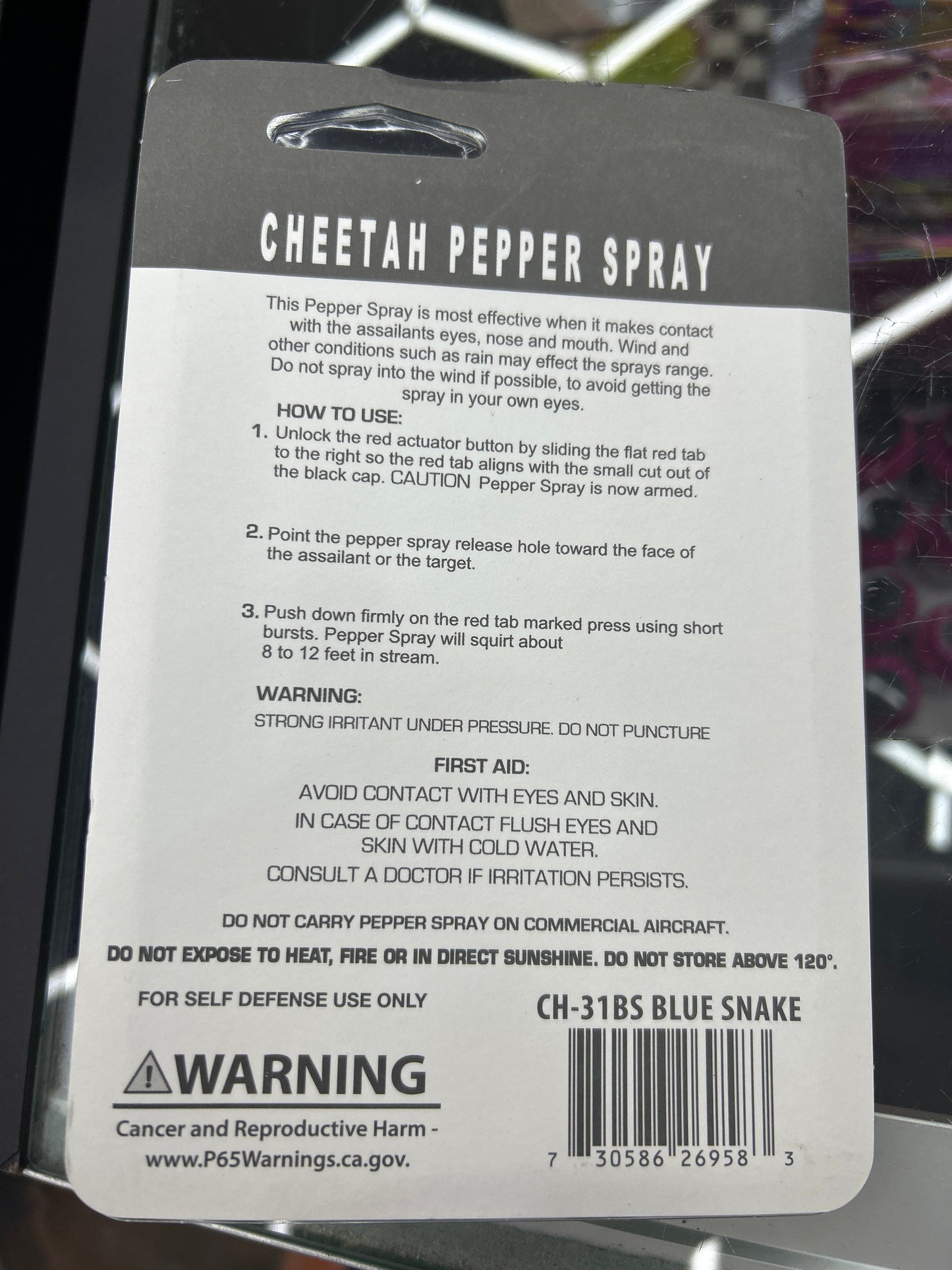 Cheetah Pepper spray defense spray blue snake