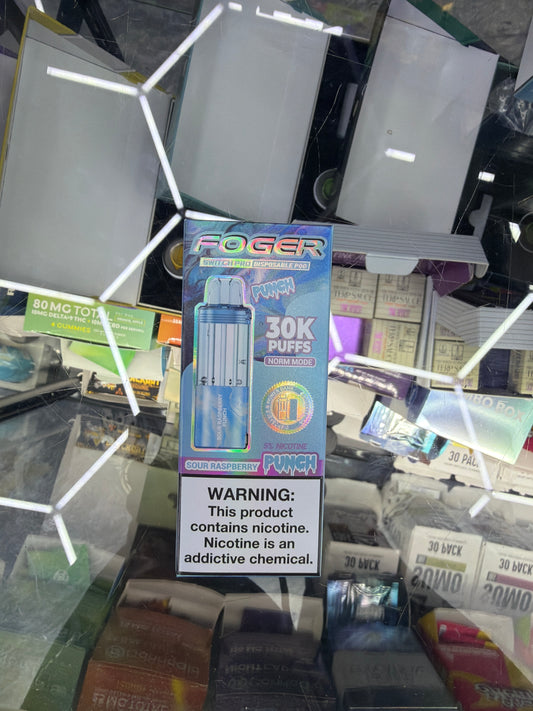 Fogger switch pro disposable pod 30k puffs Sour Raspberry punch