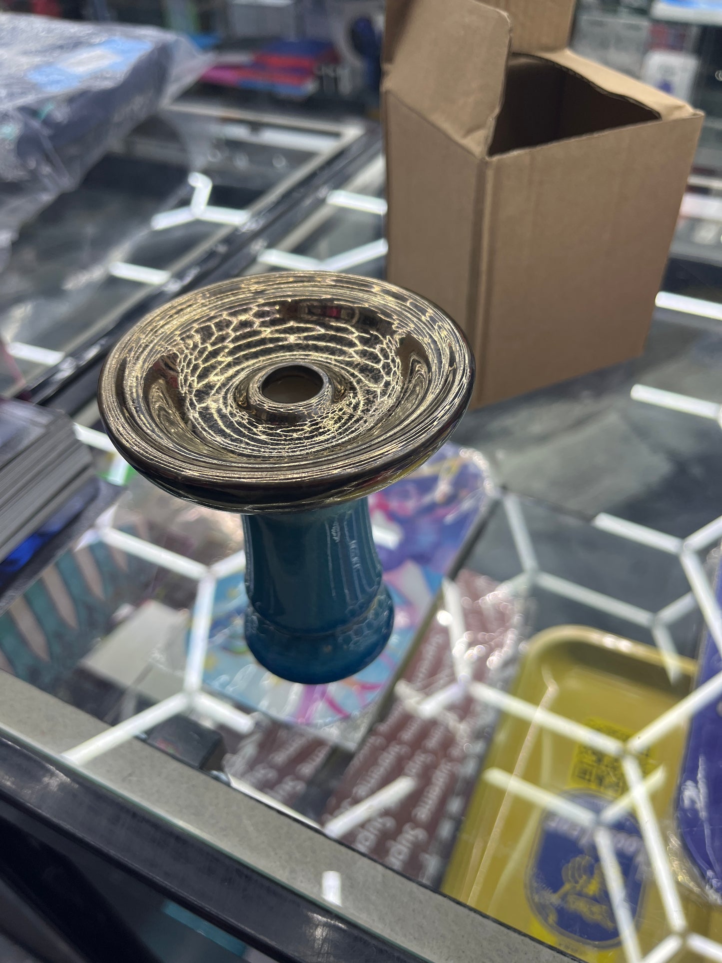 Gold/blue hookah bowl