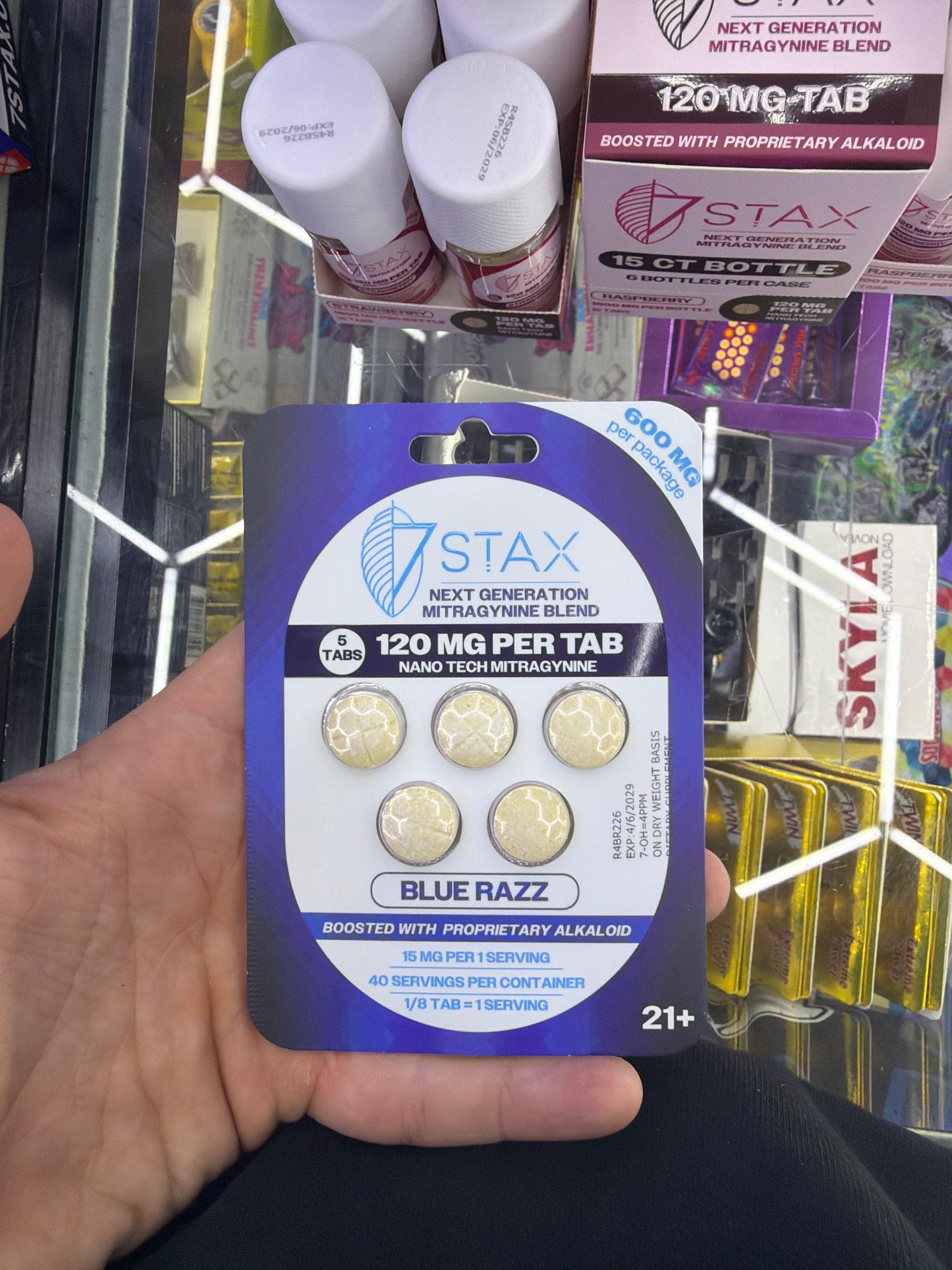 7 STAX - Kratom Extract Tablets 120mg 5ct blue razz