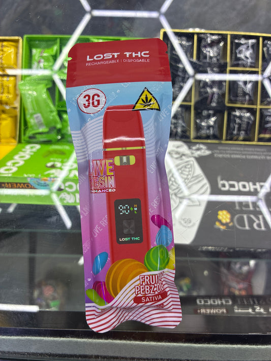 Lost thc live resin 3g disposable fruity pebz og sativa