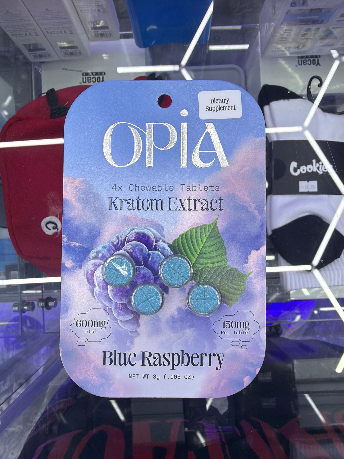 Opia kratom extract 150mg per 4ct blue raspberry