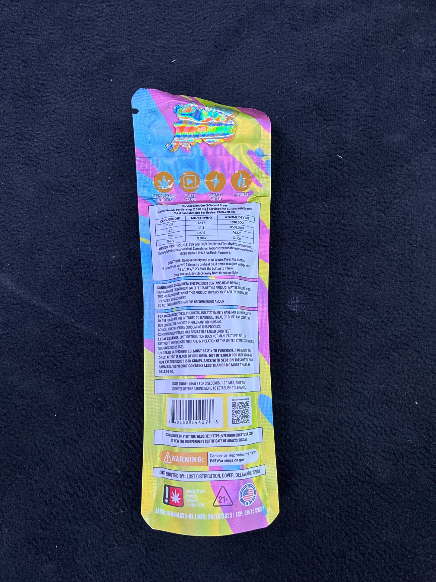 Flying monkey live resin enhanced 3g sativa ATL peach