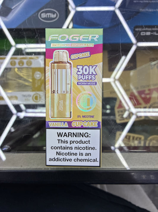 Fogger switch pro disposable pod 30k puffs vanilla cupcake