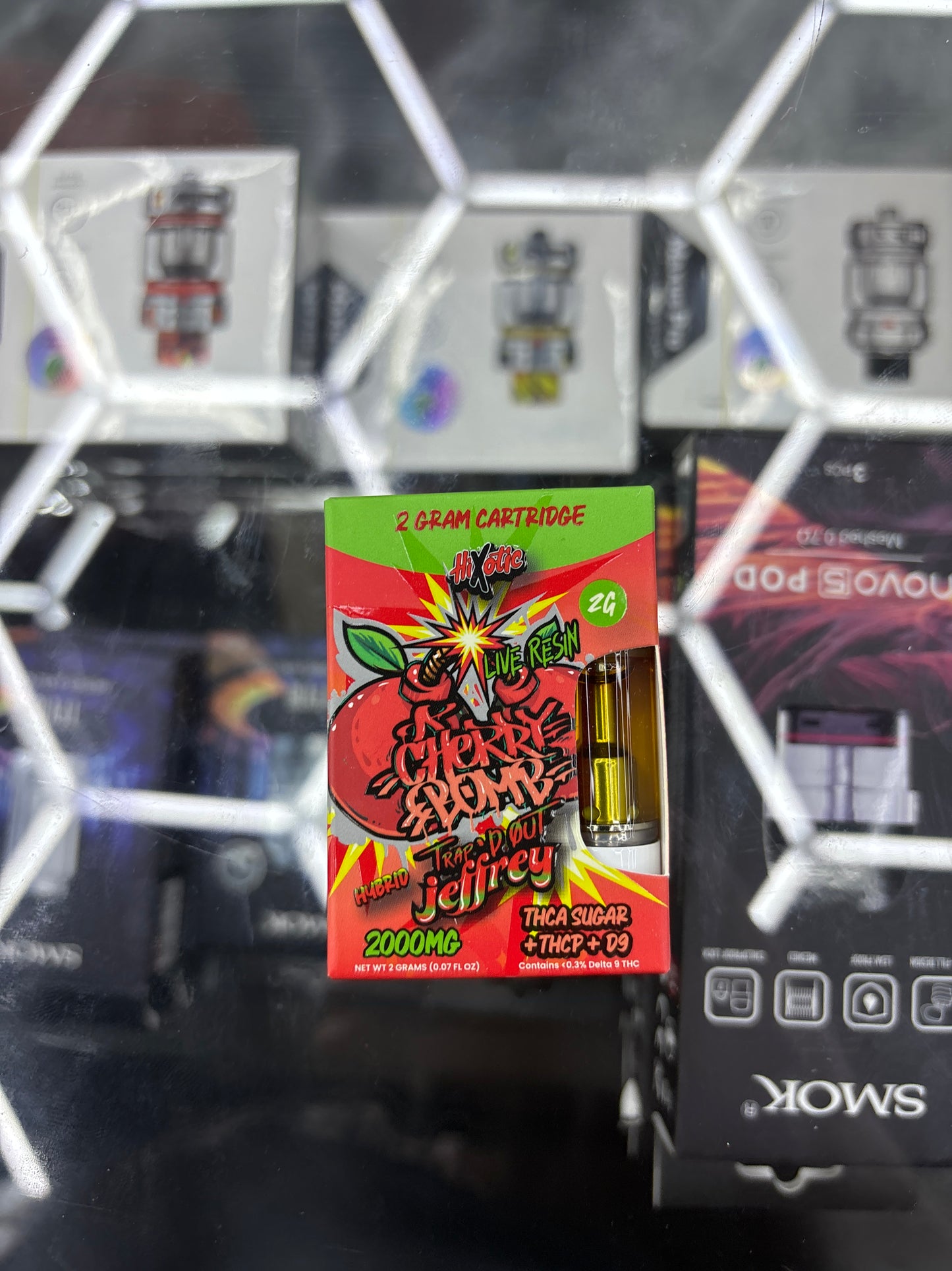 Hixotic cherry bomb trap’d out Jeffrey hybrid 2g cart