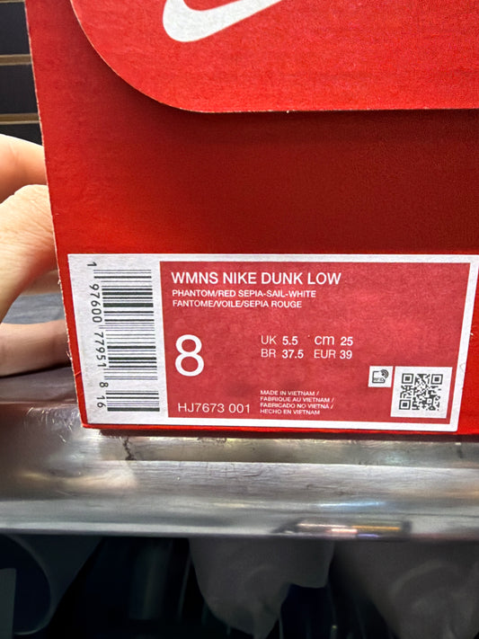 Nike Dunk Low Next Nature Red Sepia Size 8