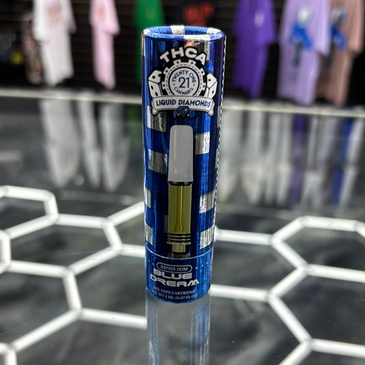 Twenty one Cannabis, THCA, liquid diamonds. Blue dream sativa, 2G vape cartridge