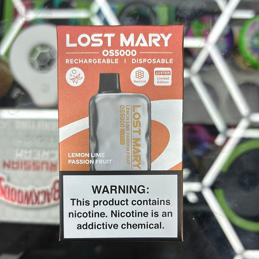 Lost Mary lemon lime passion fruit , OS 5000 rechargeable disposable