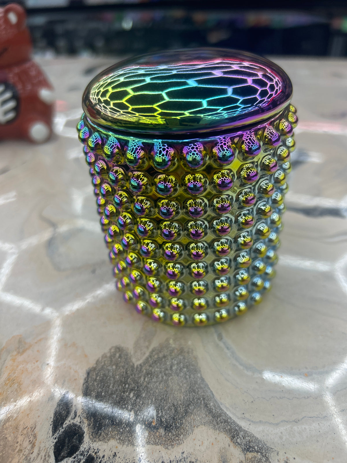 Fujima ceramic storage jar 4.5” dotted spectrum