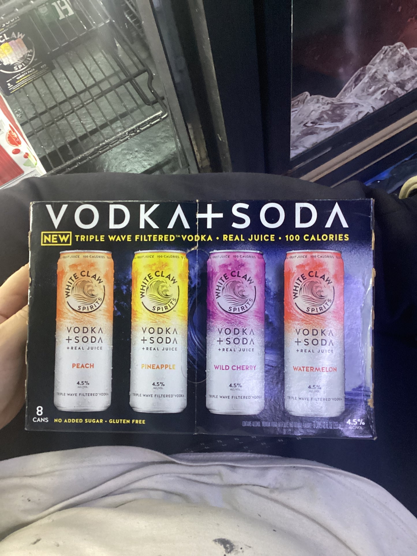 White claw, seltzer, vodka, soda, eight pack variety