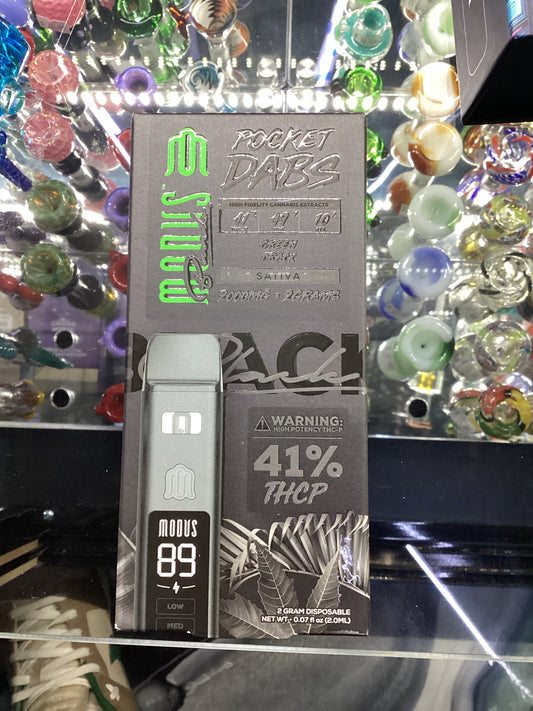 Modus black pocket dabs 2g disposable green crack sativa