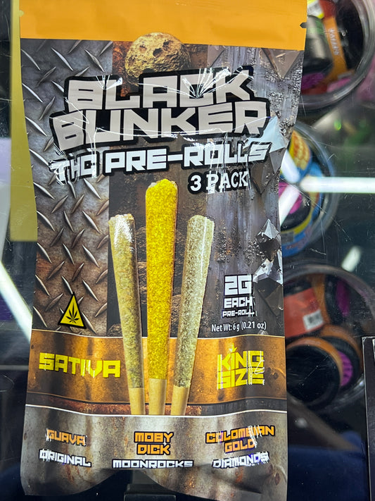 Black bunker thc pre-rolls 3 pack sativa king size