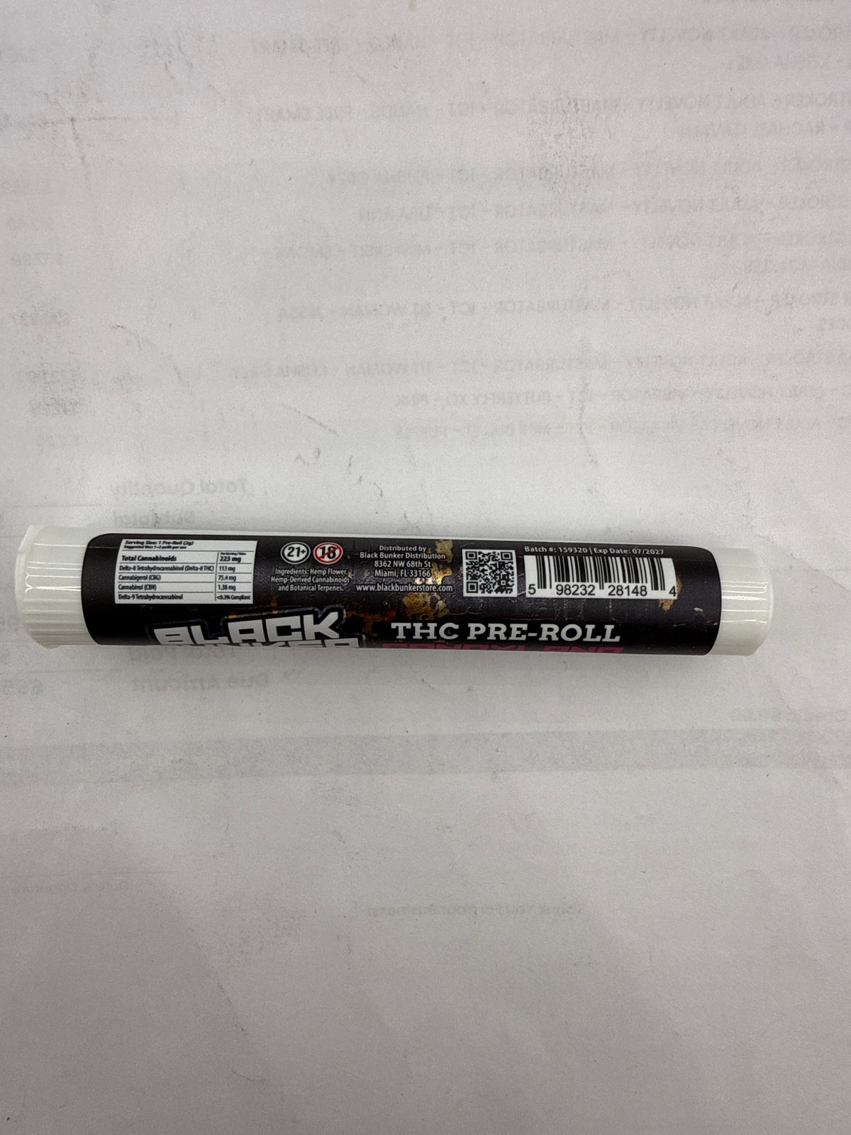 Black Bunker THC Diamonds Pre-Rolls 2G King size Candy land sativa