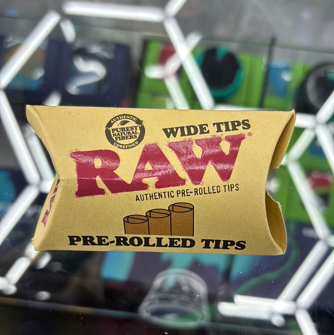 Raw wide tips pre-rolled tips, 21 per pack