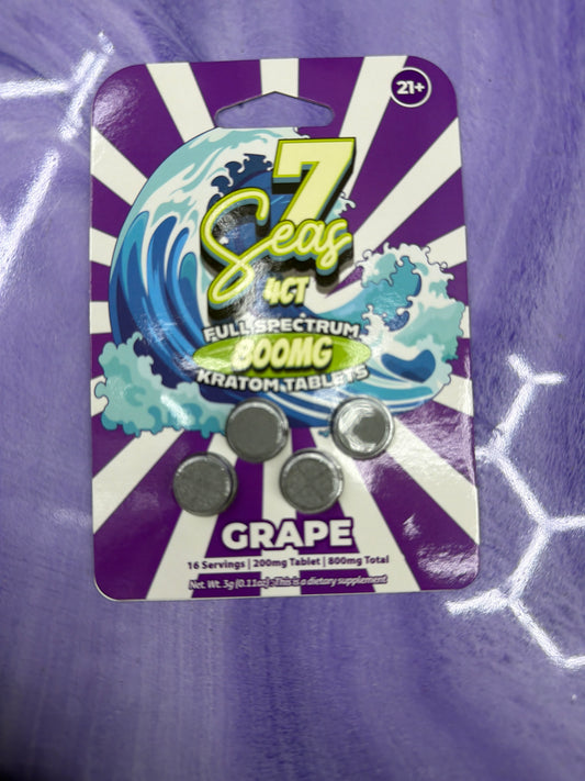 7 seas 4ct full spectrum 800mg kratom tablets Grape