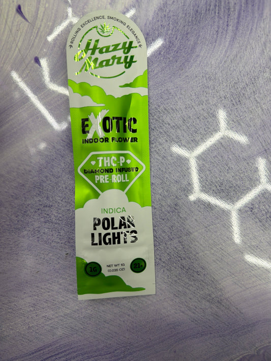 Hazy Mary Exotic Indoor Flower Thcp Diamond Infused Pre rolls 1 g Polar Lights