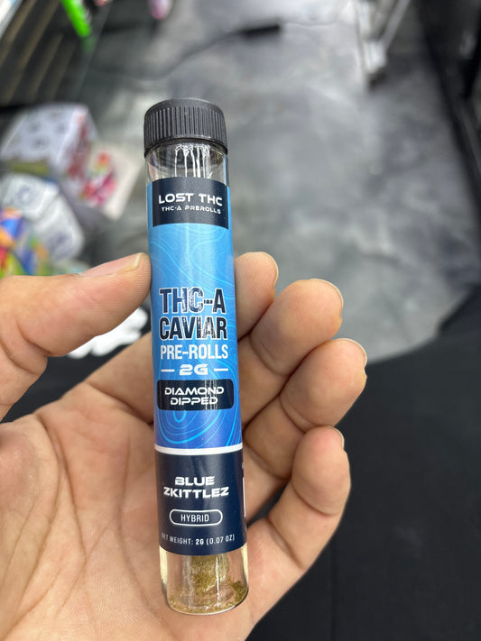 Lost thc-a Diamond dipped 2G pre-roll blue skittles hybrid