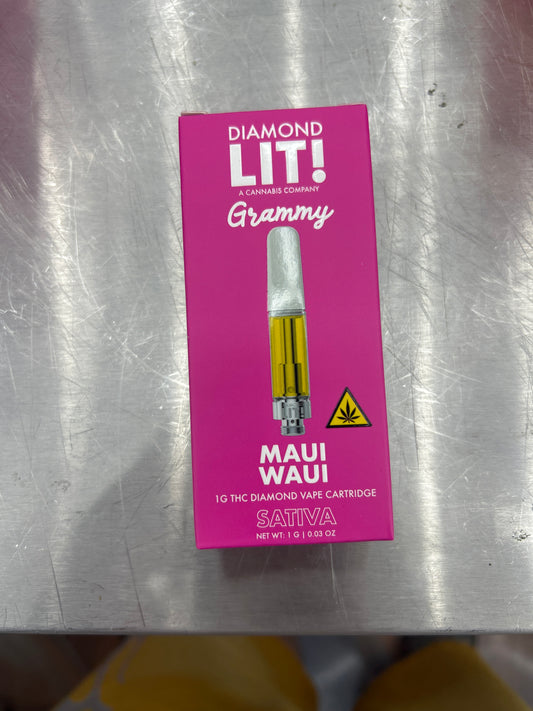 Diamond lit! Grammy 1g cartridge Maui waui sativa