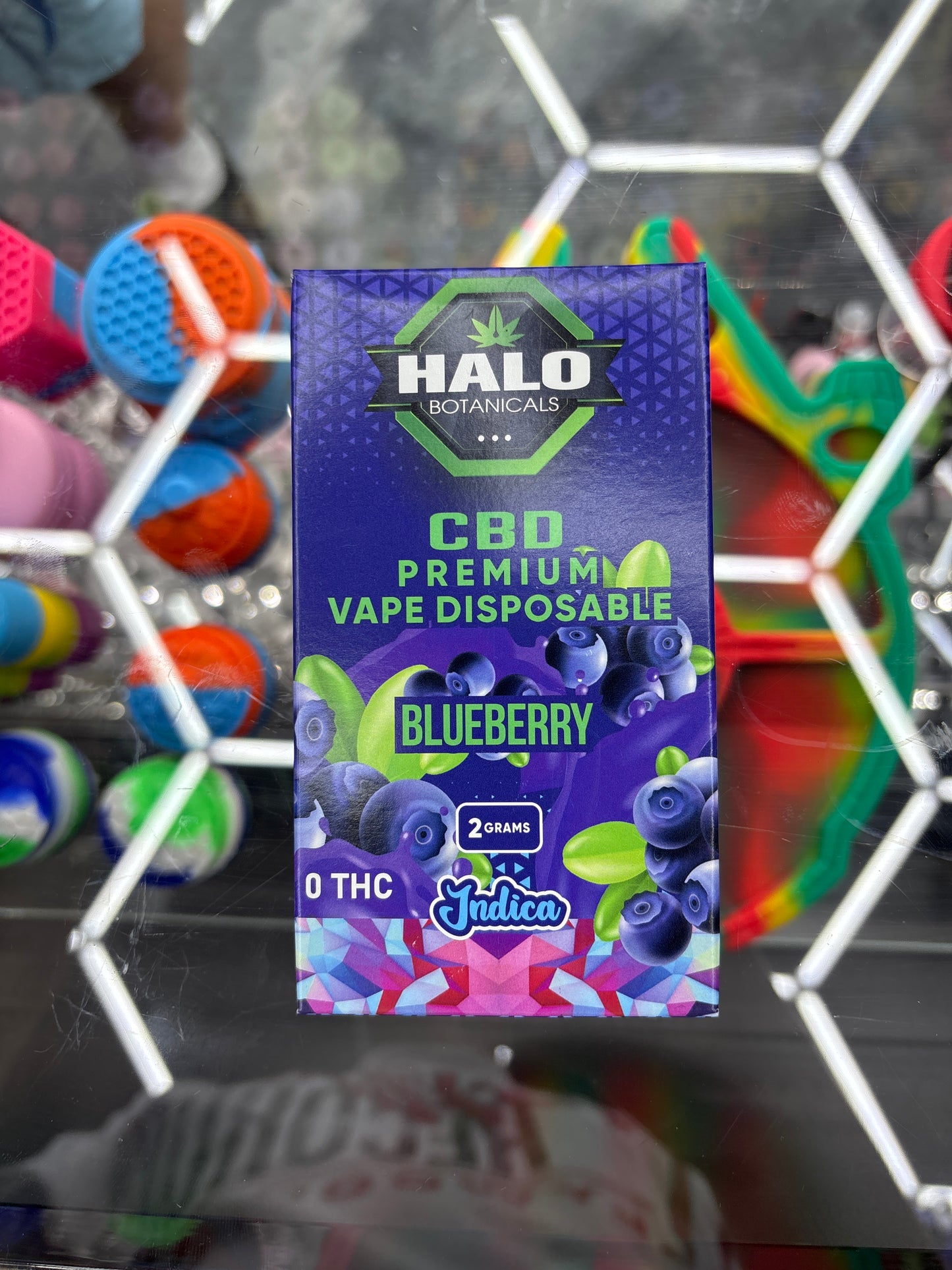 Hello botanicals CBD premium vape disposable blueberry Indica 2g