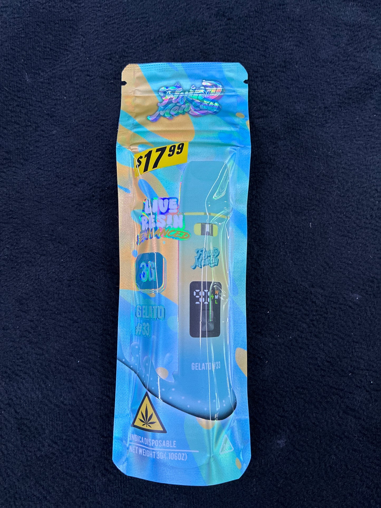 Flying monkey live resin enhanced 3g indica gelato #33