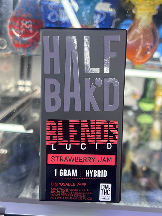 Half Bak’D hype blend thcp disposa vape 1g strawberry jam hybrid