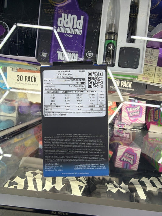 Muha Medz Thcp+Hhc 2000mg cartridge Gush Mintz Indica
