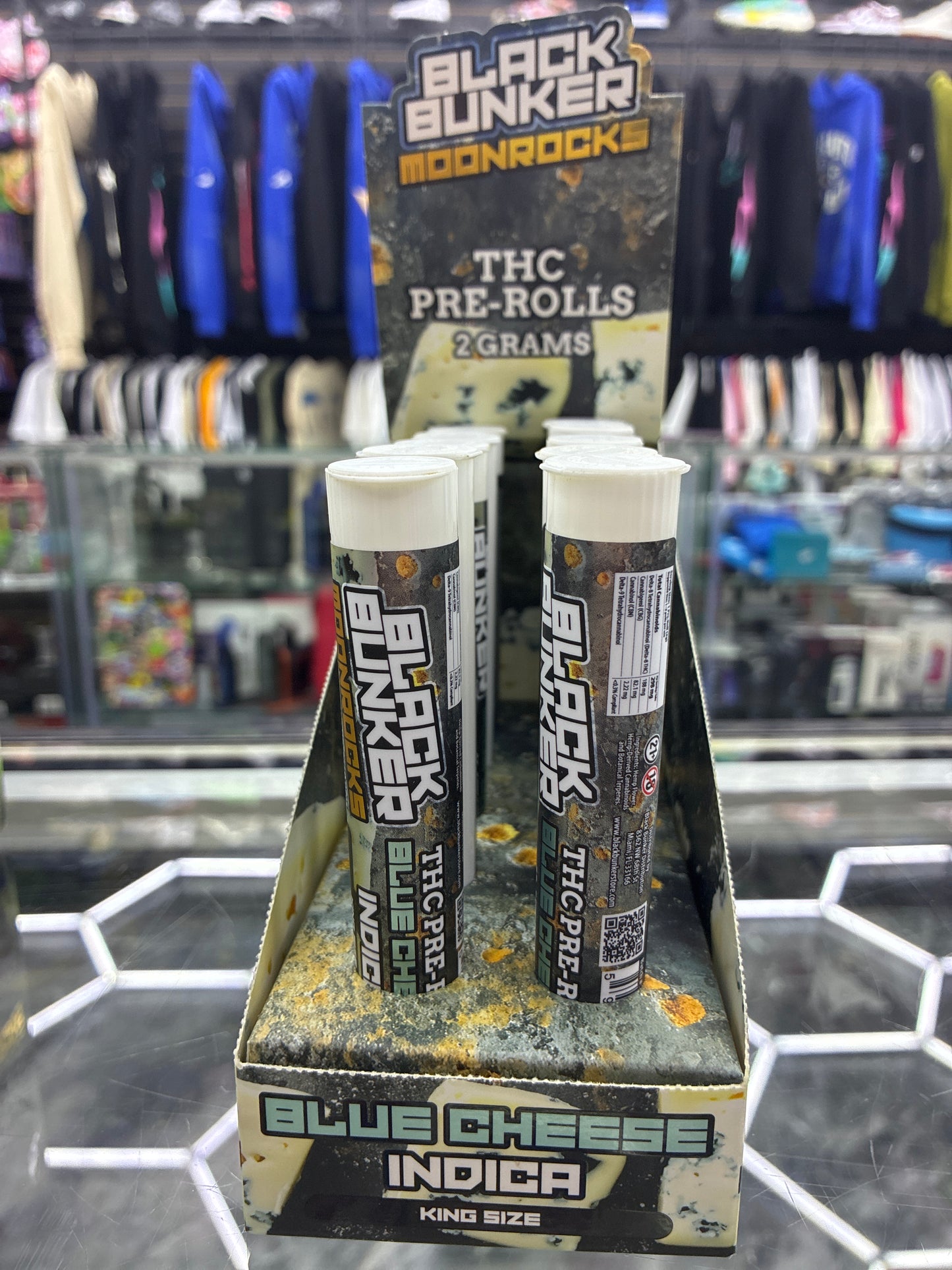 Black bunker moon rocks thca pre-rolls 2g blue cheese indica