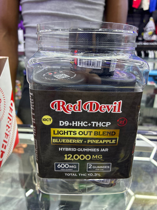 Red devil d9+hhc+thcp lights out blend blueberry + pineapple 600mg 2ct